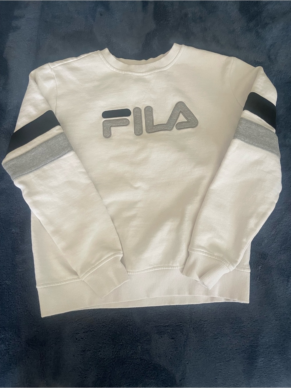 FILA White Crewneck Sweater with Gray and Black Accents